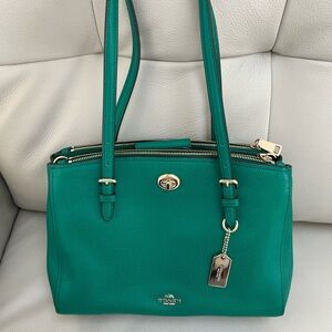 Coach Teal Leather Shoulder Bag